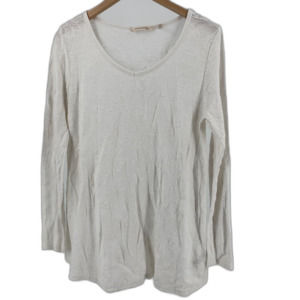 Soft Surroundings white floral embroidered long sleeve top medium
